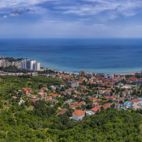 Amazing aerial panorama drone view of bay Sunny Beach, Nessebar, and Sveti Vlas, Bulgaria -  EdVal - https://stock.adobe.com